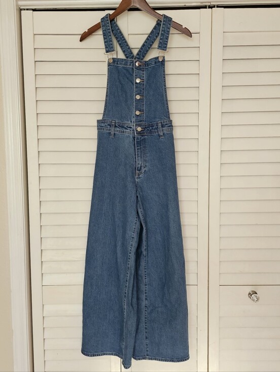 Universal Thread Denim - Universal Thread Denim Sailor Overalls Size 4 Medium Wash Wide Leg 29" Inseam